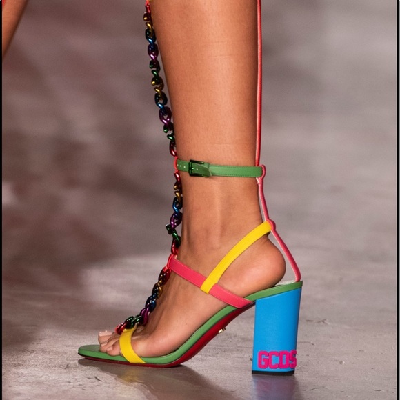 GCDS logo Rainbow chain strap buckle sandals BNWB - Picture 4 of 9